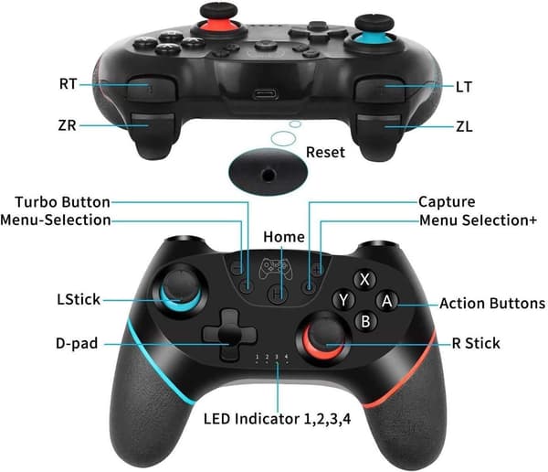 Til Switch/Switch OLED/Switch Lite, Switch Pro Controller med Vækning, Trådløs Switch Controller med 6-Akset Gyro
