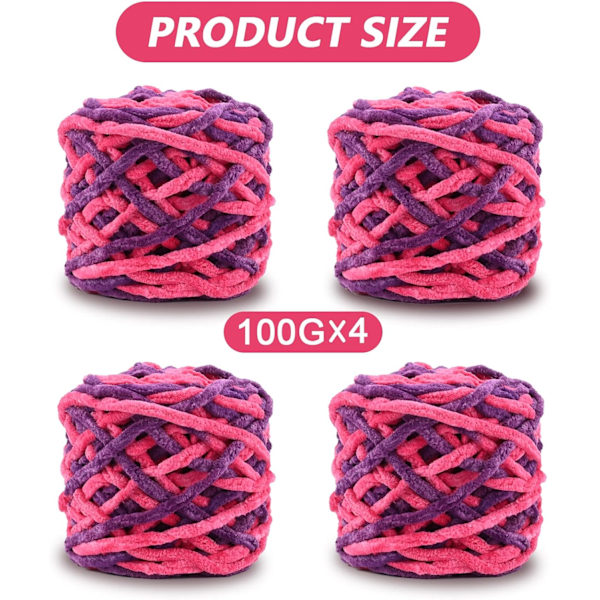 Stickgarn 4 x 100g Flerfärgad Stickgarn för Virkning, Mjuk Tjock Garn, Gradient