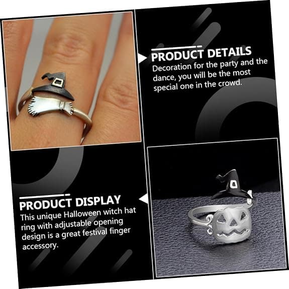 2 deler justerbar Halloween-ring for kvinner, kosthatt, gresskar elegant design for fest