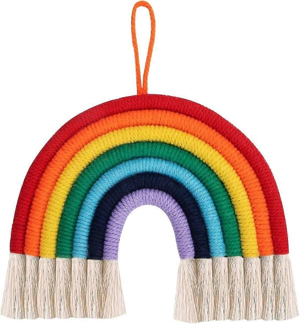 Regnbåge Väggbonad Makramé Tapestry Dekor För Sovrum Hem Barn Flickor Födelsedagsfest Dekor