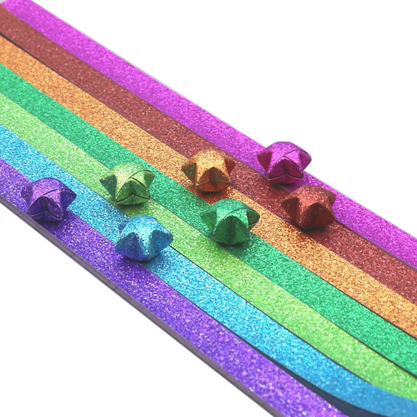520 kpl Origami Tähtipaperiliuskat Onnentähtipaperiliuskat Sateenkaaripaperi askarteluun