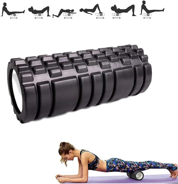 Massage Roller, Foam Roller til Muskelterapi og Massage, Fitness Foam Roller, Foam Roller til Smertelindring og Træning, 33x14cm, sort
