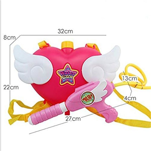 Vesipistoolit TOY_GUN vesisäiliöllä - Scatter Blast, sydämenmuotoinen, siivet lapsille ja unisex - pieni, pinkki, ABS, 10m