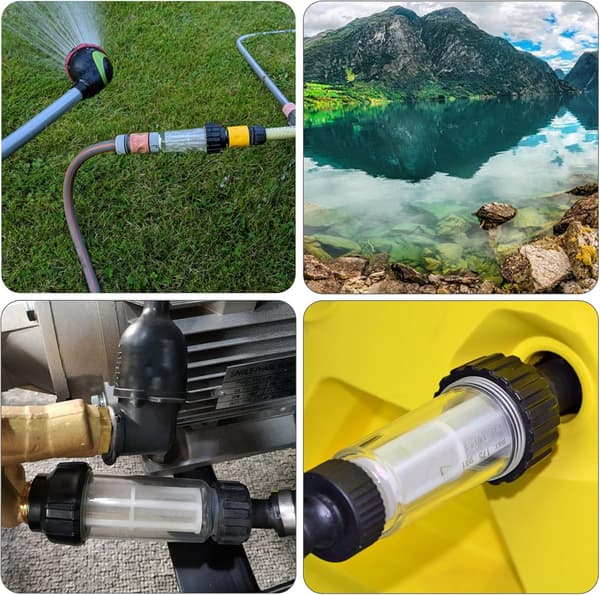 Vandfilter med filterindsats, 8 stk. filter til haveslangefilterrenser med 3/4\" vandtilslutning