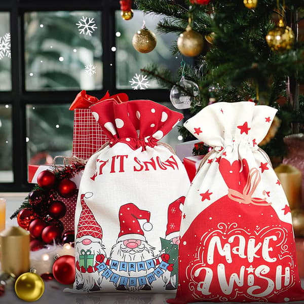 Stora julklappspåsar, 2-pack jultomtesäckar säckvävspåsar, julfesttillbehör