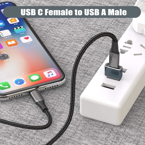 USB - USB C -sovitin Apple iPhone 16 ProMax -laturisovittimelle, 3 kpl, C-tyypin naaras - USB A -uroskaapeliliitin iPhone 15 14 13 12 11 -puhelimelle