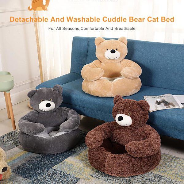 Bjørne Hundeseng, Blød Hvalpe Bjørne Sofa, Vaskbar Teeddyy Bjørne Kæledyrsseng, Bomuldsmåtte Deluxe Katteseng, Knus Bjørne Kæledyr, diameter 55CM