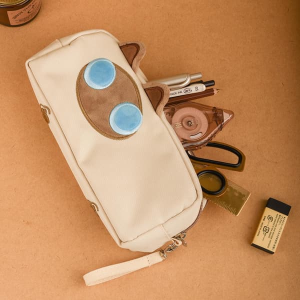 Pencil Case med Stor Kapacitet, Tan Farve, 3D Kat Pen Tasker Penalhus Organizer til Kontor College Skole