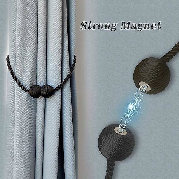 Magnetiske gardinbindere, sorte, 2 stk., dekorative gardiner