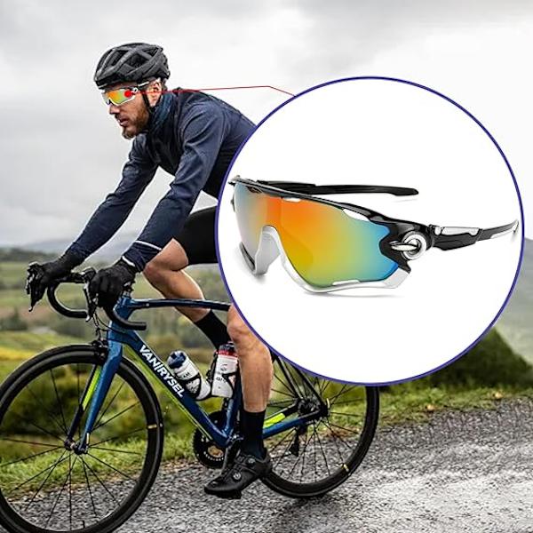 2-pack cykelglasögon, polariserade sportglasögon för män och kvinnor, UV400-skydd, vindtäta löparglasögon