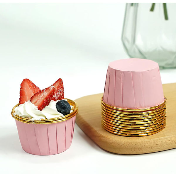 50 engangs mini muffinforme, velegnet til cupcakes, muffins og brownies, lyserød