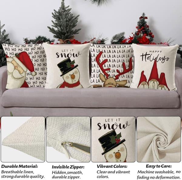 4-pack jul-kuddfodral, 45 x 45 cm jul-kuddfodral, julkuddar, juldekoration, kuddfodral