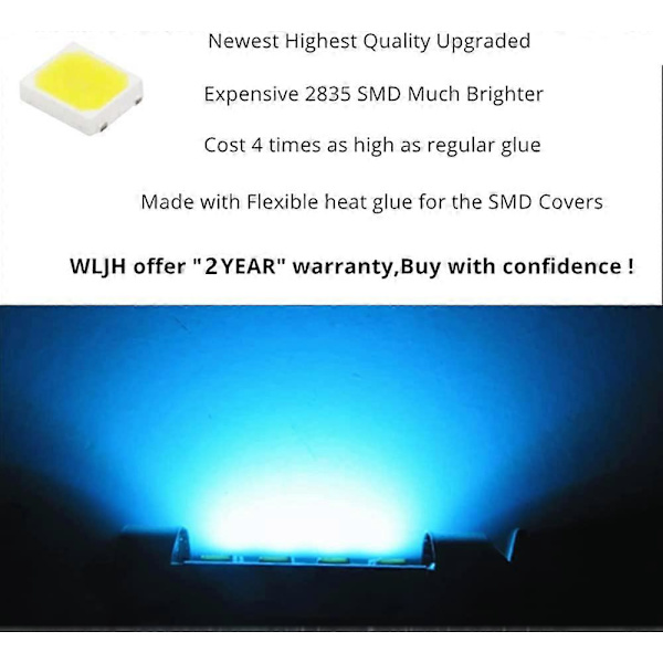 10 stk. isblå 31 mm festlige LED-bilpærer 2835SMD