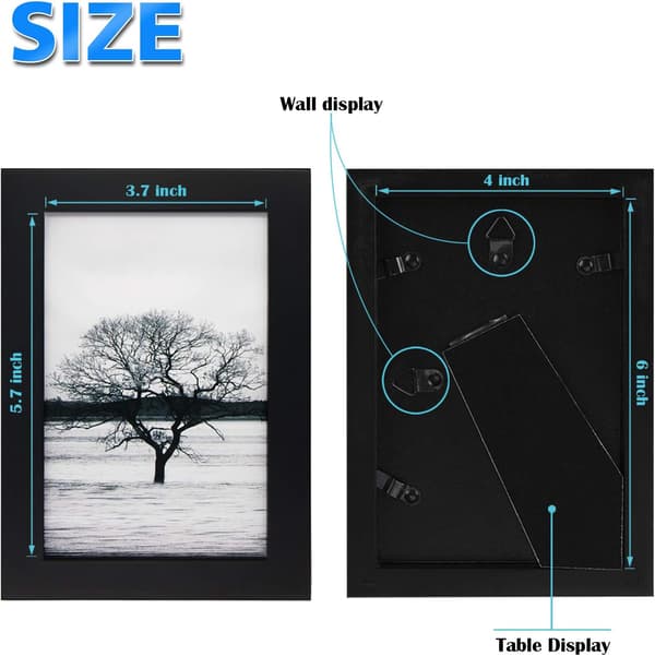 4 stk. Fotorammer 13x18 cm Billeder til bordplade og vægmontering Sort