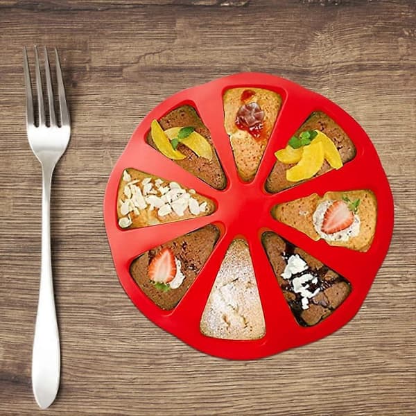 Silikone Bageforme Trekantet Kageform 8-hulrums Kageform Rund Chokolade Kage Cookie Form Pizza Stykker Form Non-stick Bageplade til Køkkenbagning
