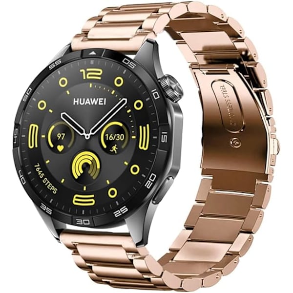 Kompatibel med HUAWEI WATCH GT4 46mm armband, Quick Release rostfritt stål metall ersättningsarmband roséguld (inga verktyg ingår)