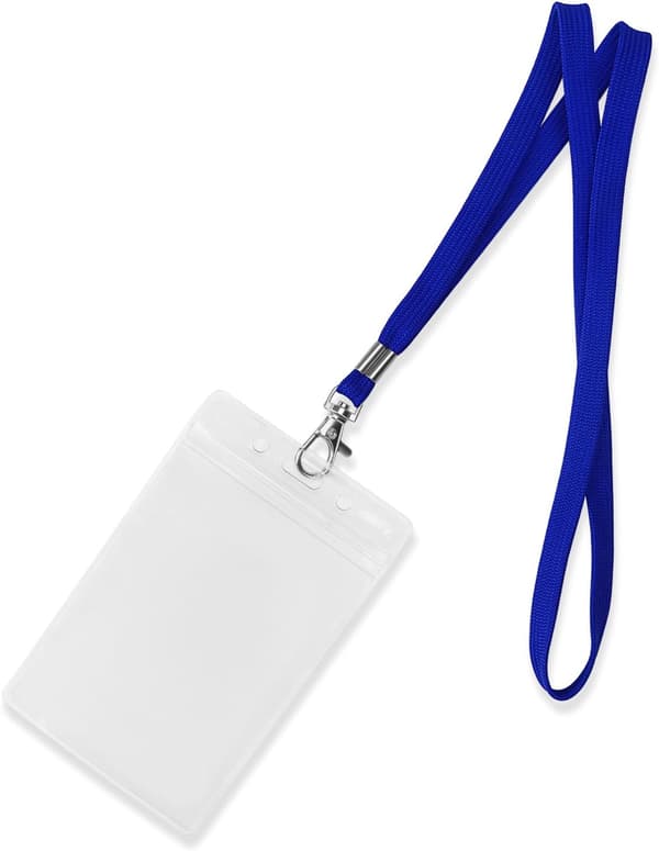 Fiskemärkesband, 100-pack, blåa bandklämmor, namnskyltar/professionella ID-brickor