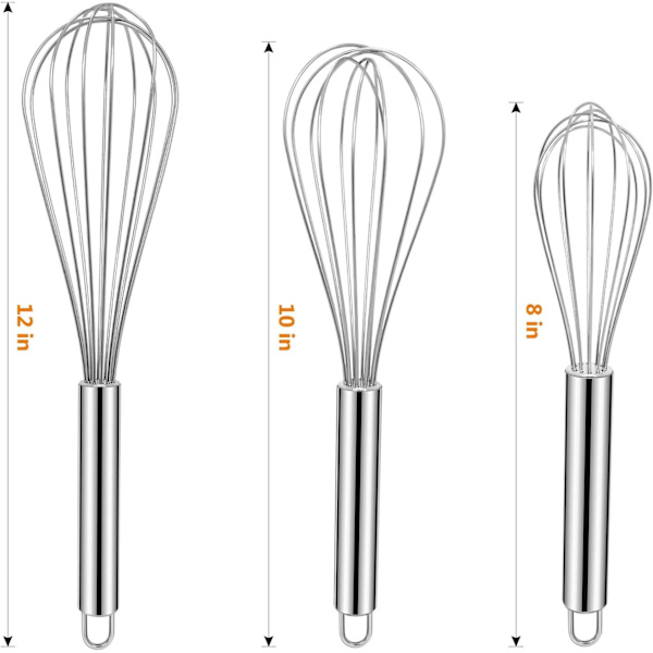 Rustfrit Stål Piskeris Sæt 8\" 10\" 12\" Køkken Piskeris Ballon Piskeris Køkken Wisk Trådpiskeris