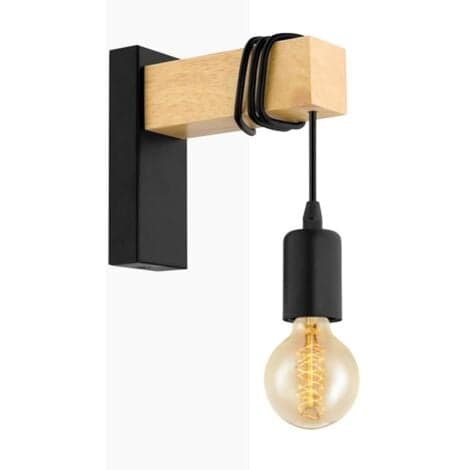 Trävägglampa E27 Svart (lampa ingår ej)