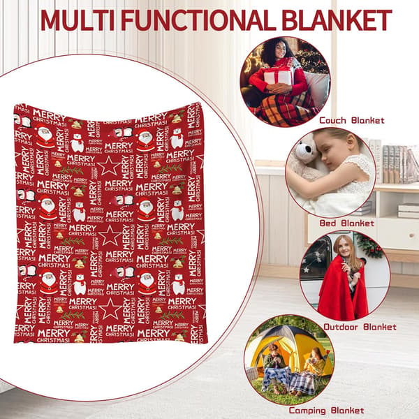150x200cm Myk Flanellpledd Rød Julenisse Mikrofiberpledd for Sofa Seng Jul