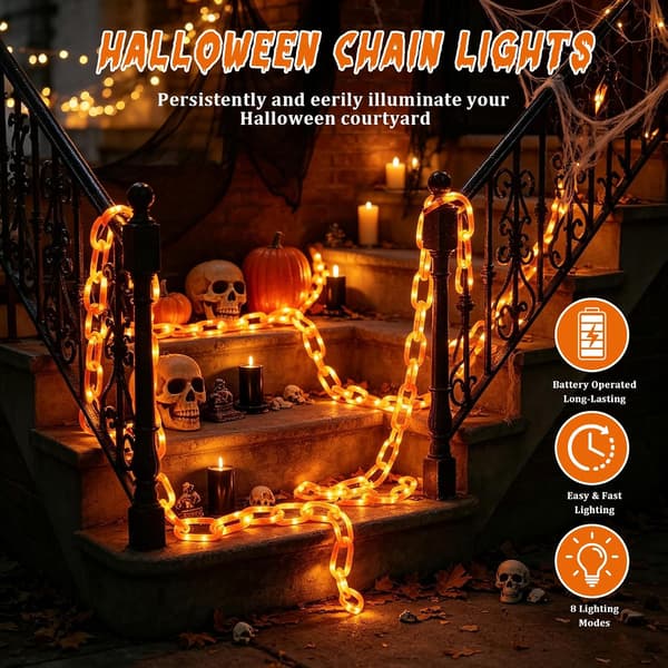 Halloween-valosarja, 2M valosarja, 8 tilaa, paristokäyttöinen