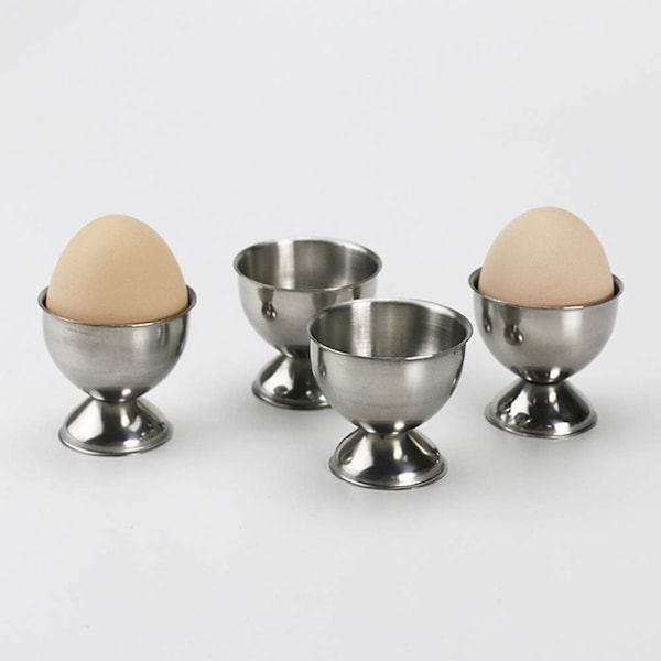 2 stk. Eggkopper i rustfritt stål, eggeholdere, eggbrett, kjøkkenredskaper for hardkokte egg