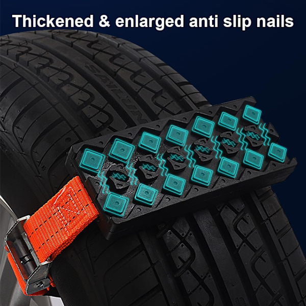 2 STK Gjenbrukbare Anti-Snø Kjettinger for Bil, Bil Nødhjelp, Sand, Mudder, Snø Dekkstige for Bil SUV Pickup Trucks