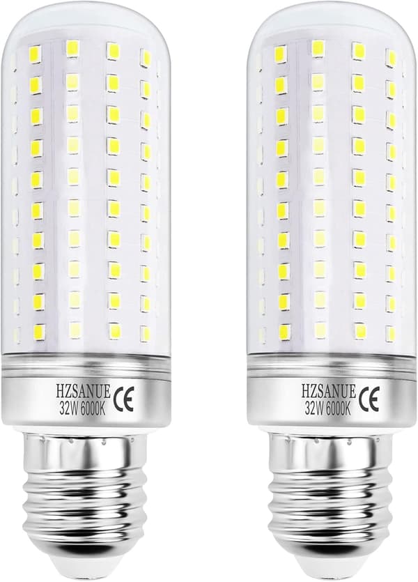 Majskolvs-LED-lampa, 32 watt, E27 Edison-skruvbas, vitt ljus, ej dimbar, 2-pack