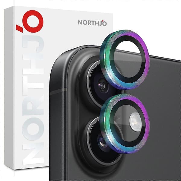 NORTHJO 1 Set för iPhone 17 Härdat Glas Kameralinsskydd CD Ådror Metallring Linsskydd