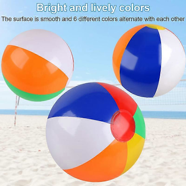 6-pack Strandbollar, PVC Strandbollar Bulk, Klassisk Regnbåge Mini Strand