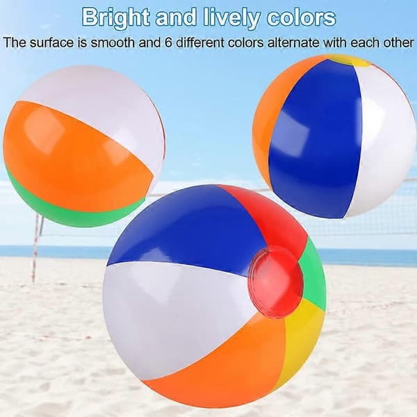 6 Pakker Strandball, PVC Strandballer Bulk, Klassisk Regnbue Mini Strand