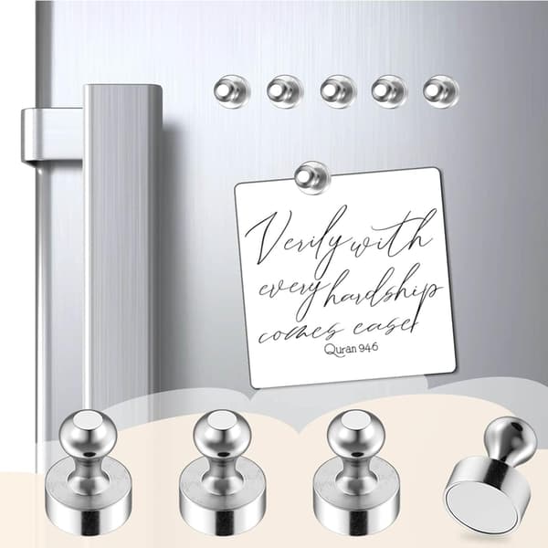 24-pack Neodymmagneter, silverfärgade runda kylskåpsmagneter, 12 x 16 mm, starka magnetiska tryckstift för whiteboard, kontor, kylskåp