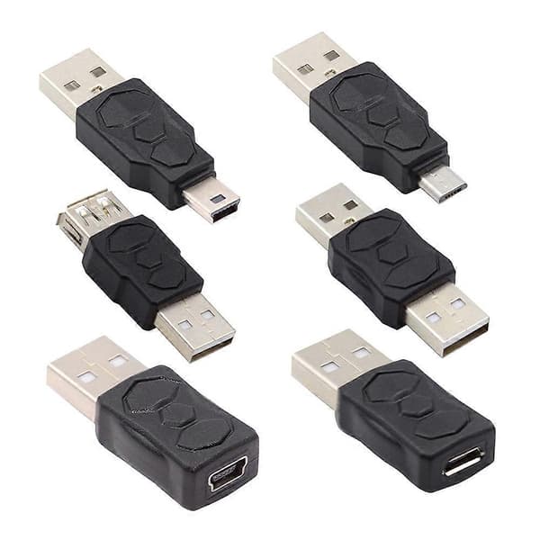U2-006-AM 6st Typ-A Micro USB 2.0 Mini USB 5Pin Hane till Hona Förlängningsdata Strömadapter