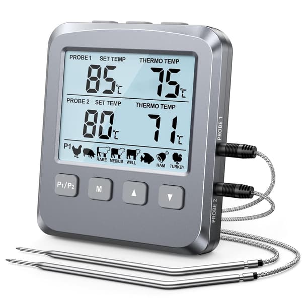 Digital kötttermometer med LCD-skärm och larmfunktion, lämplig för husbilskök, grillar, etc.