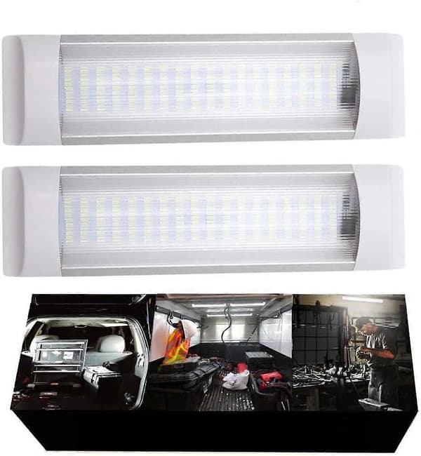 12V 72LED Interiörlampor 2-pack, Taklampor med På/Av-knapp