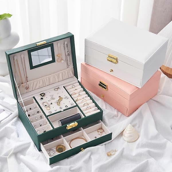 Smykkeskrin Organizer 2 Lag (Rosa)