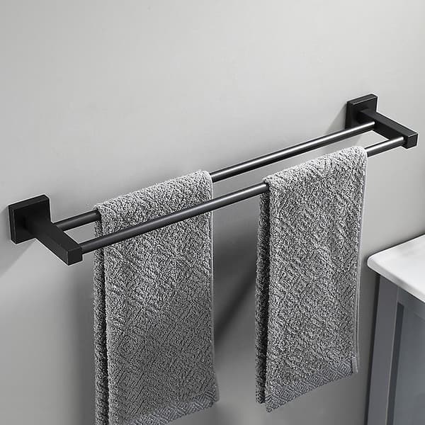 Badeværelse Håndklædeholder, Vægmonterede Håndklædestænger, Sort, 50cm