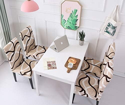 Stolsöverdrag Set om 4/6 Stretch Moderna Stolsöverdrag för Matrum Köks Bröllop Fest Tvättsbart Stolskydd (4st)