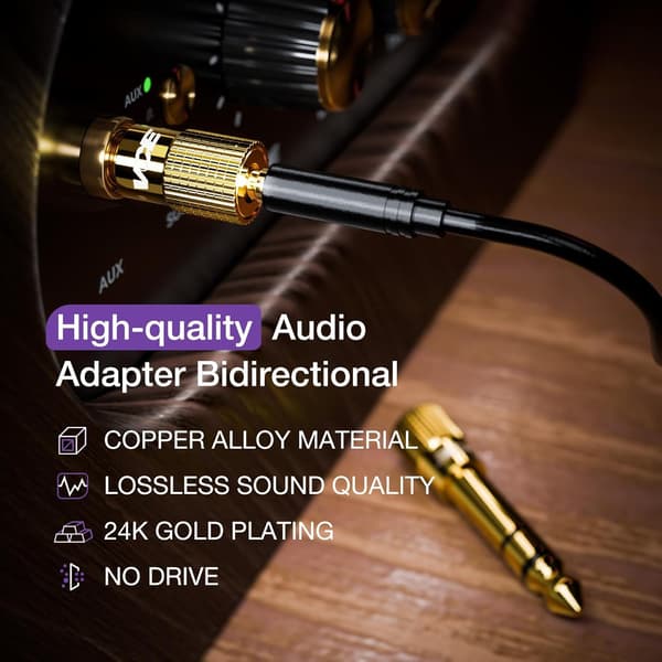 2 st 6,35 mm hane till 3,5 mm hona stereo ljudjackadapter guldpläterad - Universal typ guld