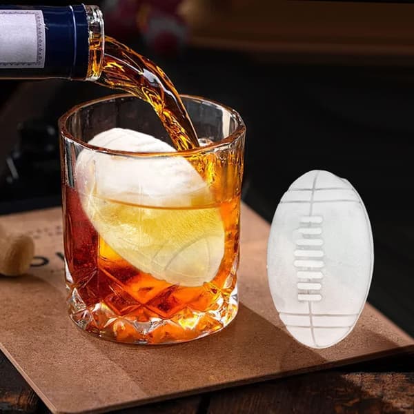 Rugby isbitsform, oval silikonisbitsform med lock, klar tratt, för cocktails, drinkar och kaffe