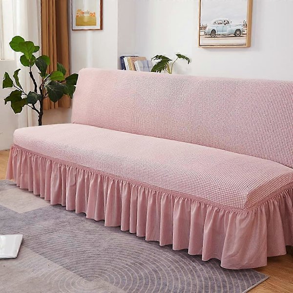 Sofatrekk uten armlener Stretch sofatrekk rosa