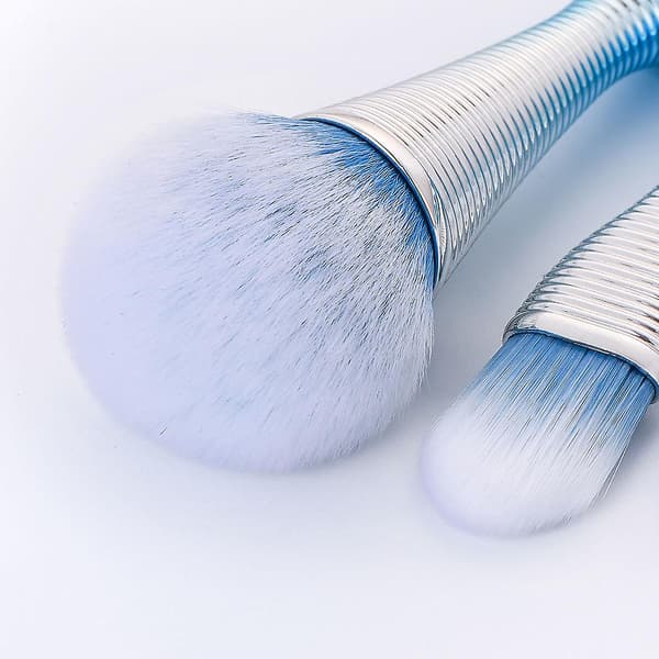 Stilfuldt Blåt Sølv Slikkepinde Makeupbørste 5-delt Sæt Highlight Blush Skønheds Makeupbørste til Ansigtsmakeup