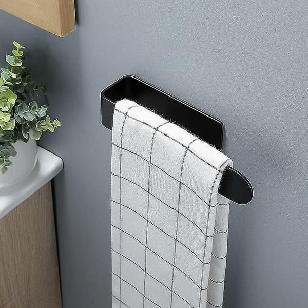 Sort Badeværelses Håndklædeholder, Køkken Håndklædeholder Uden Boring 21.5*5*4.5cm