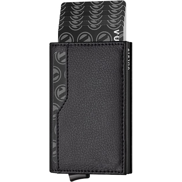 Kreditkortshållare med Dubbelt ID-Fönster Läder Passfodral Plånbok RFID-Blockering Automatisk Pop Up Kortplånbok för Kort & Sedlar Black