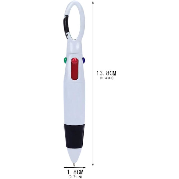 12-pack Shuttle-pennor, 4-i-1 Retractable Multicolor-pennor Kulspetspennor med Spänne Nyckelring på Toppen för Kontor Skola Material