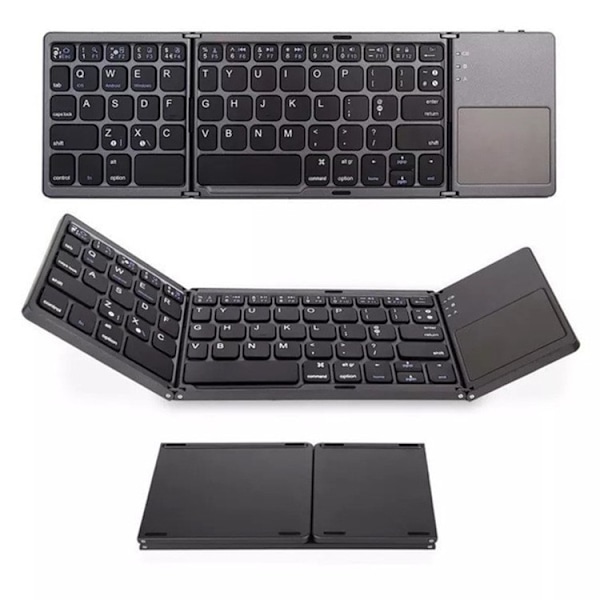 Sammenleggbart Bluetooth-tastatur, bærbar mini trådløst BT-tastatur i lommeformat med berøringsplate for Android, Windows, PC, nettbrett