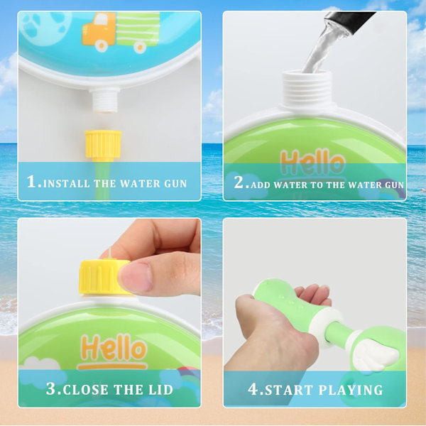 Vattenpistol Ryggsäck Blaster, Munstycke Vattenpistoler med 1800ML Vattentank, Sommar Strand Pool Utomhus Sport Vattenleksaker