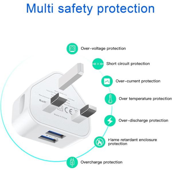 USB Stik UK 3 Ben Stikkontakt Oplader, USB Væglader Stik Adapter UK Kompakt Telefon Oplader Hoved Gammel