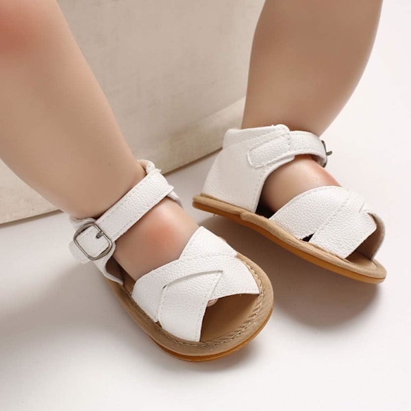 Baby Flickor Glittrande Rosett Sandaler Premium Mjuk Anti-Slip Gummisula, 0-6 månader 11cm