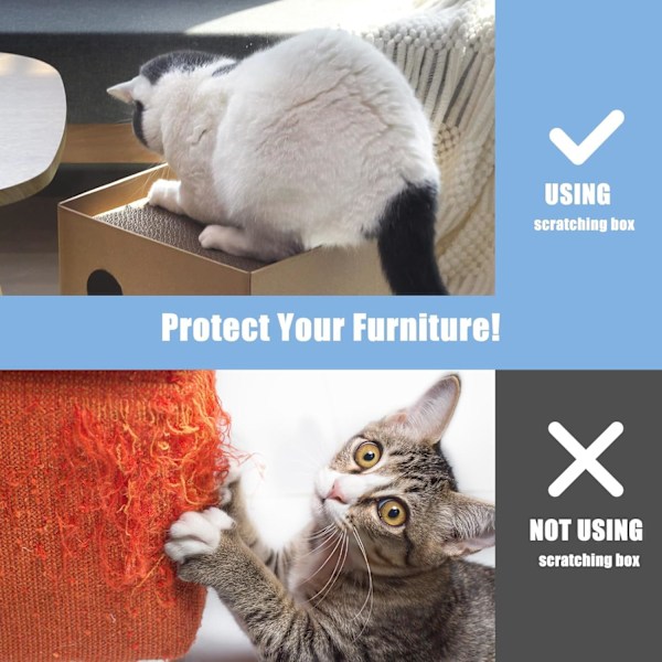 Kattkartongskrapa, Kattkartonghus med Skrapdynor Låda för Inomhusbruk, Gömställe för Kattunge Kanin Kanin Små Djur